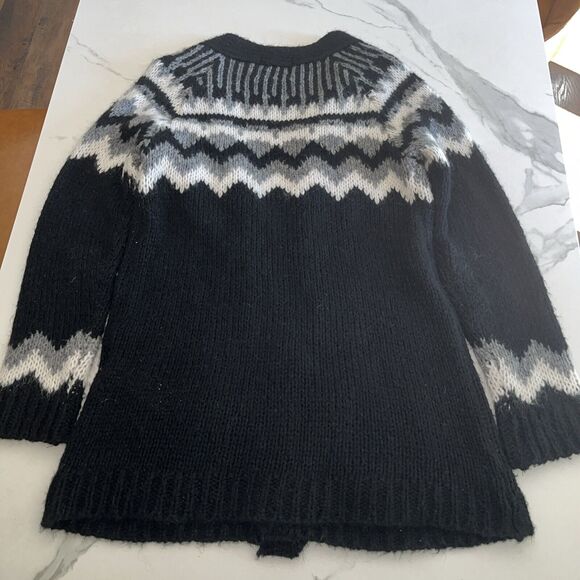 Lara Knit Cardigan Sweater Sz M Black Open Front Knit Mohair Blend Made in Italy - Picture 14 of 16